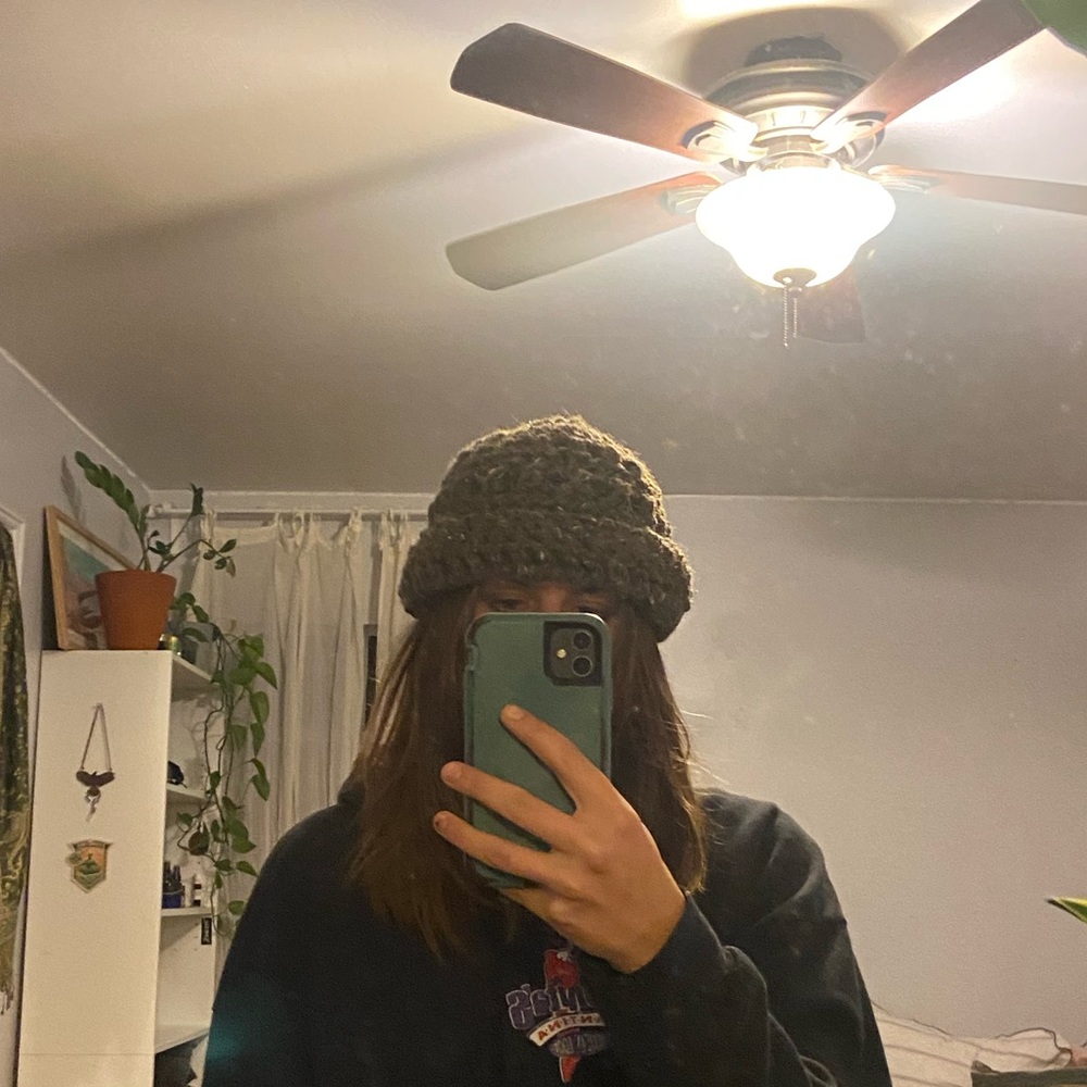 Brown crochet beanie